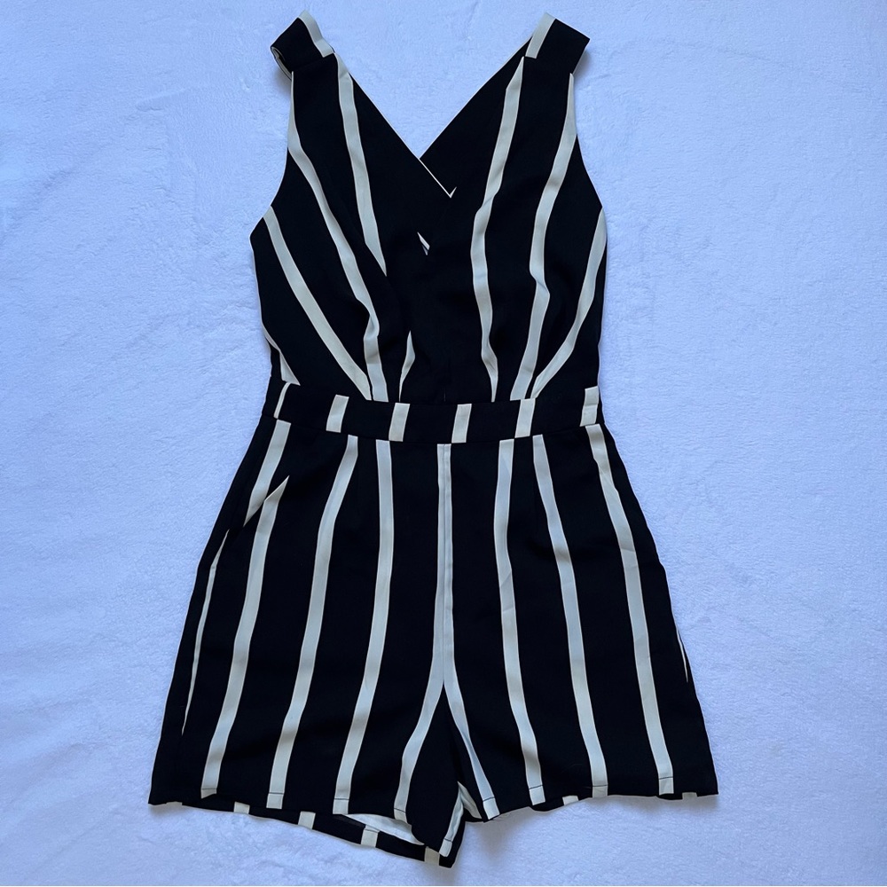 Dynamite black and white striped romper